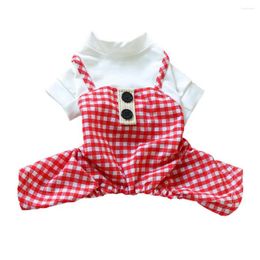 Dog Apparel Plaid Pet Outfit Stylish Pattern Jumpsuit With Button Design For Comfortable Spring Summer Wear Classic Ultimate