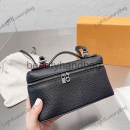 Loro Piano LP LorosPianasl Lp19 Evening Luxury Box Black Lunch Bags Womens Lychee Pattern High-end Leather Handbag Simple Shoulder Bag Lady Gift 230703