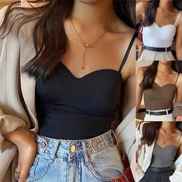 Women's Tanks Camis Womens sexy top backless sports bra solid Colour sleeveless thin shoulder summer tank cup ice silk comfortable suspensionL240429