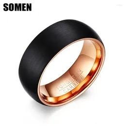 Wedding Rings Somen 8mm Black Tungsten Carbide For Men Classic Brushed Bands Male Engagement Ring Jewellery Anillos Bague