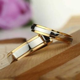 Wedding Rings Popular Handicraft Fashion Room Gold Stainless Steel Smooth Face Ring Hot Selling Steel Couple Ring