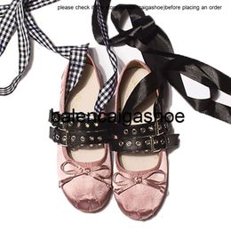 miui Ballet retro cross strap shoe Round head female flat bow inside height womens double buckle two ankle cross straps Mary Jane Girl shoes 34-41 7ZA9 miumiuss