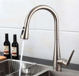304 Stainless Steel Lead brushed nickel Kitchen Faucet Mixer pull out two function Water Philtre Tap purified 4669748561