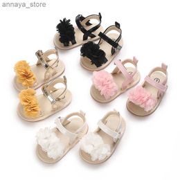 Sandals Summer Baby Womens Fashion Shoes Preschool Flat Shoes Soft Rubber Sole Anti slip Lace Baby Bed First Walk 0-18ML240429