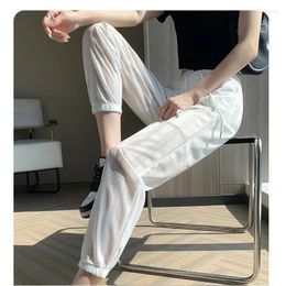 Women's Pants Ice Silk Mesh Lined Straight Wide Leg For Women 2024 Summer Style Sun Protection Cool Slit Casual