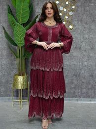 Stage Wear Eid Evening Dress Sequins Muslim Women Loose Cake Abaya Party Chiffon Dresses Ramadan Abayas Caftan Elegant Vestidos