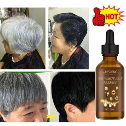 Care Effective Gray White Hair Treatment Serum Liquid Natural Color Repair Anti Loss Hair Care Scalp Nourish Product Men Women 30ml