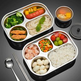 Bento Boxes 316 Stainless Steel Dining Plate Kid Lunch Box With Lid 4/5 Compartments Food Container For Office Workers