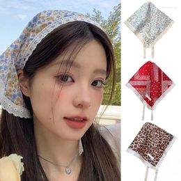 Hair Clips Floral Bandana Hairscarf Head Wrap Handmade Headwear Headscarf Elegant Printings Colourful Flower