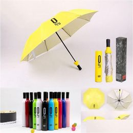 Umbrellas Custom Printing Advertising Business Gift Promotion Travel Mti Rain Sunny Day 3 Fold Umbrella Logo Foldable Bottle Drop Del Dhtpd