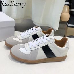 Casual Shoes Sneakers Woman Suede Leather Patchwork Outdoors Running Unisex Round Toe Lace Up Leisure Flat Man