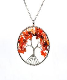Handmade Pendant Necklaces Fashion Tree of life pendant Amethyst Rose Crystal Necklace Gemstone Chakra Jewelry acc0427344042