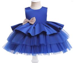 Girl Dresses Girls Elegant Prom Gown Bow Lyaer Party Evening Costume Toddler Baby Tulle Ball Dress Kids Clothes 2023 Summer Formal6162357