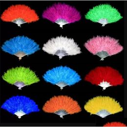 Party Favour Folding Feather Fan Colours Hand Held Vintage Chinese Style Dance Wedding Craft Fansgc A Drop Delivery Dh90C