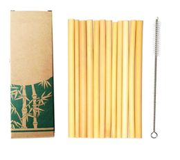 12 pcs set bamboo disposable straw natural organic 100 bidegradable with case and cleaner brush Eco friendly3654688