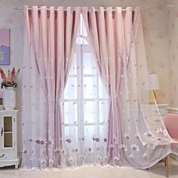 Curtain 1 Panel 140cm Width Double Layer Flower For Living Room And Petal Shaped Embroidered Bedroom