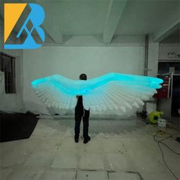 Custom Made Parade 4 Metres Width Large Inflatable Angle Wings Costumes with LED Lights