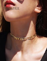 New Cuban Link Chain Choker Necklace For Women GoldBlackRose Gold Copper Sexy Necklace Statement Chokers Whole Jewelry2615304