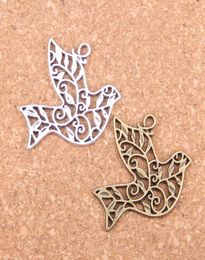 38pcs Antique Silver Plated Bronze Plated hollow peace dove Charms Pendant DIY Necklace Bracelet Bangle Findings 3632mm5864744