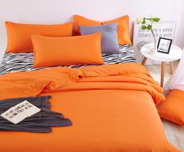 Whole New Cotton Home Bedding Sets Zebra Bed Sheet and Orange Duver Quilt Cover Pillowcase Soft and Comfortable King Queen Fu3281555