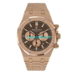 Luxury Watches APS factory Audemar Pigue Royal Oak Watch 41mm Brown Index Hour Mark dial Rose Gold stRQ