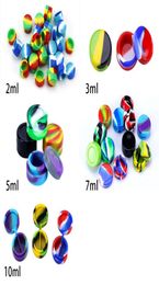 Assorted Colours Round silicone wax dab containers Non Stick Wax Oil Multi Use Storage Jars 2ml 3ml 5ml 7ml 10ml dab straw concentr2215776