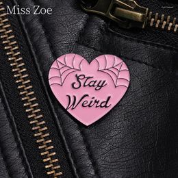 Brooches Stay Weird Enamel Pins Cute Pink Love Heart Bandage Patch Decoration Backpack Clothes Accessories Lapel Badges Jewellery