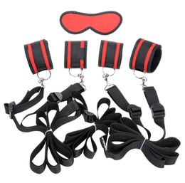 Top Quality BDSM Sex Bondage Slave Gear Bed Restraint Belt Handcuffs Leg Cuffs Eye Mask Slave Fetish Bondage Erotic Sex Toys For S5895332