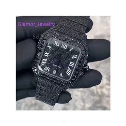 High Quality Black Handcrafted Moissanite Watch Christmas Gift for Men Buy Now From Best Wholesaler
