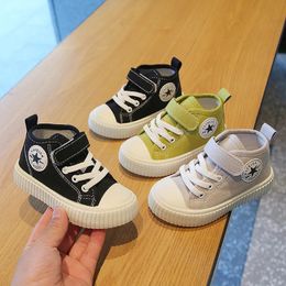 Children Canvas Shoes High Top Boys Sneakers Comfortable Soft Soled Girls for Kids Sport Baby Fashion Toddler Infant 240426