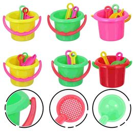 T43S Sand Play Water Fun Beach Bucket e Belta de baldes de areia de balde de praia com rake Sand Mold for Kids Beach and Sand Beach Kids Toys Favores de festa de verão (/ D240429