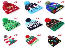 New winter hats party Christmas Hat Adult Children039s Colorful Ball Hat Halloween caps LED Knitted Hat with Light kids Caps Sk1300617