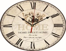 Large Vintage Flower Wooden Wall Clock Kitchen Antique Shabby Chic Retro5495158