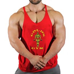 Men Summer Print Workout Tank Tops Gym Shirt Y-Back Sleeveless Muscle Fitness Bodybuilding Training Fashion Sports 240425