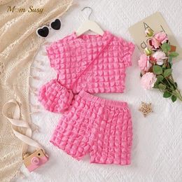 Clothing Sets Fashion Baby Girl Boy Clothes Set Tshirt Short Bag 3PCS Toddler Child Puff Outfit Summer Solid 2-7Y