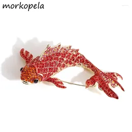 Brooches Morkopela Fish Rhinestone Brooch Pin Jewelry Vintage Banquet Big For Women Crystal Pins And Accessories