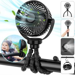 Portable USB Rechargeable Fan with Tripod Clip Mini Stroller for BabySummer Air CoolerHandheld Hanging Deskfor Camping 240426