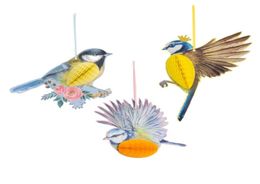 3pcs Hanging Paper Party Decoration Honeycomb Birds Tiki for Wedding Birthday Garden Tea Party Easter Spring Decor5001788