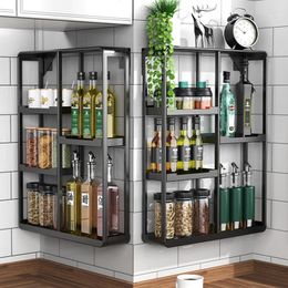 Kitchen Storage Rack Perforated Wall Mounted Multi-layer Seasoning Tool Home Goods Collection Bathroom