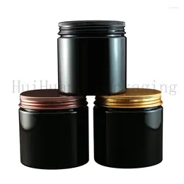 Storage Bottles 200g Empty Plastic Jar Black Cosmetic Container Body Lotion Packaging Refillable Makeup Cream Spice Candy Coffee Bottle Gold