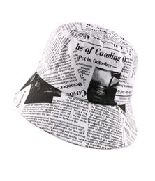 Black White Letter Newspaper Print Sun Hat Fashion Fisherman Hats Men Women Street Hip Hop Bucket Hat Fishing Cap2243618