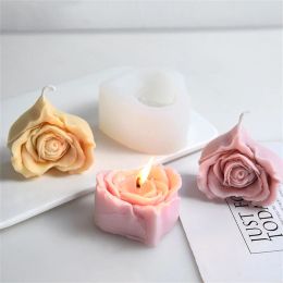 Candles Rose Heart Candle Silicone Mold DIY Flowers Shaped Candle Making Soap Resin Chocolate Mold Craft Valentine's Gift for Girlfriend