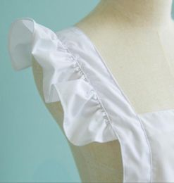 Aprons W0YF Ruffles Outline Retro White Apron With Pockets Adjustable Victorian Maid Bib7261406