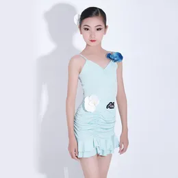 Stage Wear Girls Latin Dance Training Show Performance Costume Summer Sling Children Exercise Clothing