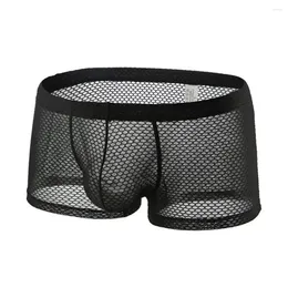 Underpants Breathable Mesh Men Shorts Briefs Men's Slim Fit Underwear With Elastic Waistband Low-rise Solid For Summer