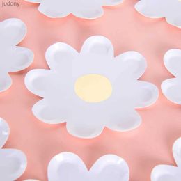 Disposable Plastic Tableware 10 pieces of 7-inch daisy cardboard Tableware white daisy flower board summer daisy themed childrens birthday party decoration WX