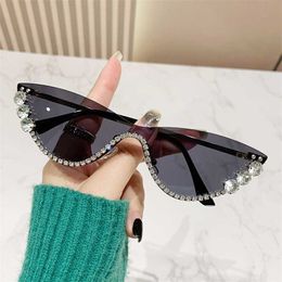 Designer Sunglasses New fashion cats eye half Frame Sunglasses Womens diamond rimmed glasses Rhinestone ins net red street shooting Sunglasses G545