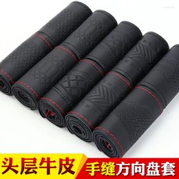 Steering Wheel Covers Car Braid DIY 38cm Soft Genuine Leather With Needle And Thread Auto Interior Accessories