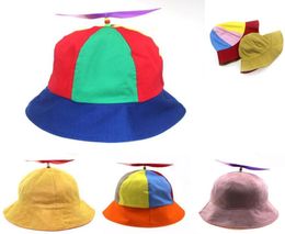 Cloches Summer Kids Bucket Hat With Propeller For Men Women Double Side Outdoor Sun Detachable1756046