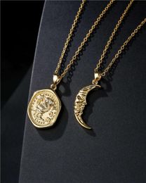 necklace fashion simple hexagon Owl Pendant 45cmo word chain real gold electroplating jewelry4915038